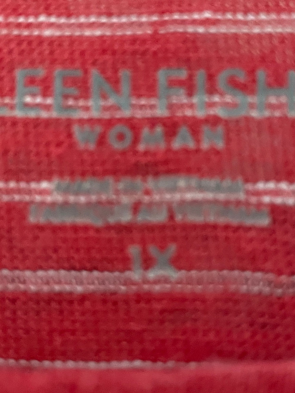 Eileen Fisher Dress Size 1X Red Striped Organic Linen Pockets 3/4 Sleeves - Picture 11 of 12